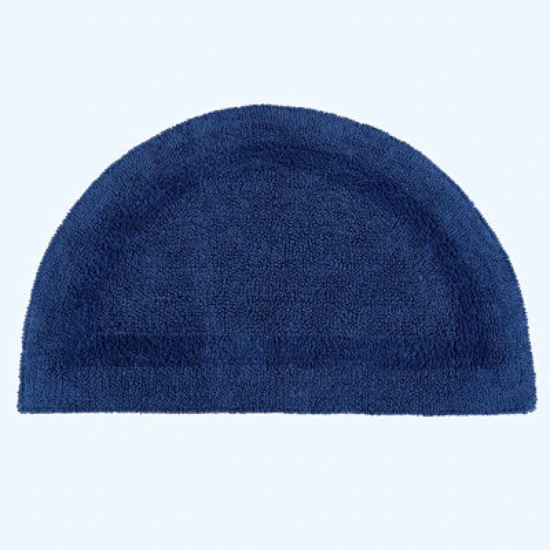 Image of Homescapes Luxury Reversible Semi Circle Bath Mat - Navy Blue