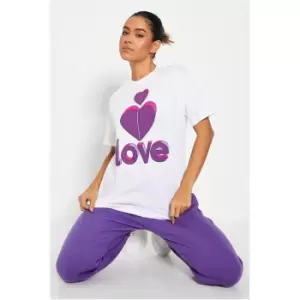 Image of I Saw It First Love Graphic Oversized T-Shirt - White