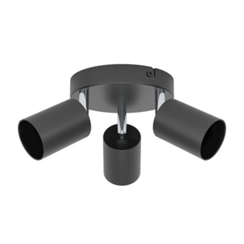 Image of Eglo Essentials Reciso-e 3 Light Adjustable Semi Flush Spotlight Black