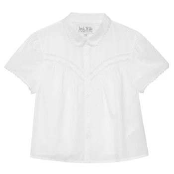 Image of Jack Wills Rose Lace Insert Short Sleeve Shirt - White