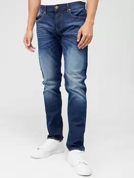 Image of Armani Exchange J13 Slim Fit Washed Indigo Jeans - Washed Indigo, Size 30, Length Regular, Men