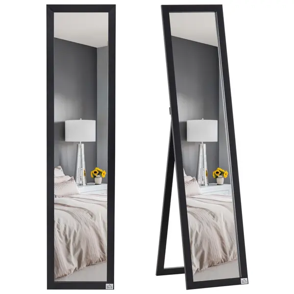 Image of Full Length Mirror Free Standing or Wall-Mounted Tall Mirror Black