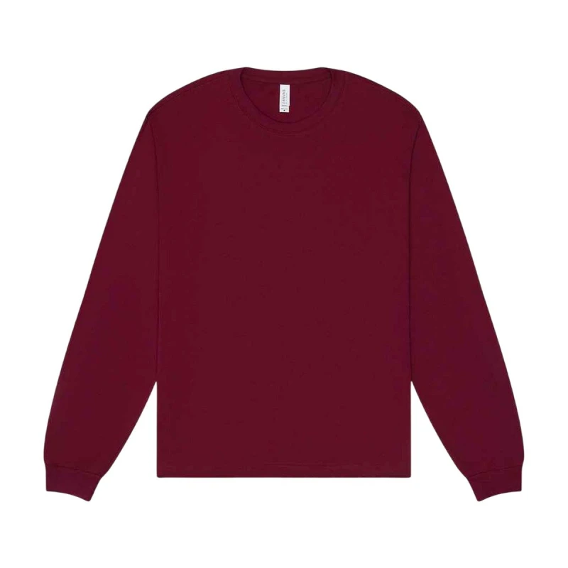 Image of Bella + Canvas Mens Heavy Boxy Long-Sleeved T-Shirt in Maroon Size: XS Maroon Male XS