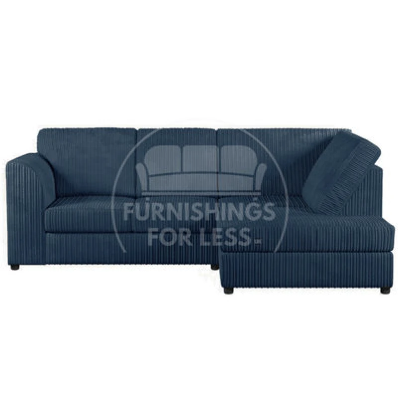 Image of Furnishings For Less UK Luxor Navy Blue Jumbo Cord 4 Seater Corner Sofa Right Hand Facing - Full Back