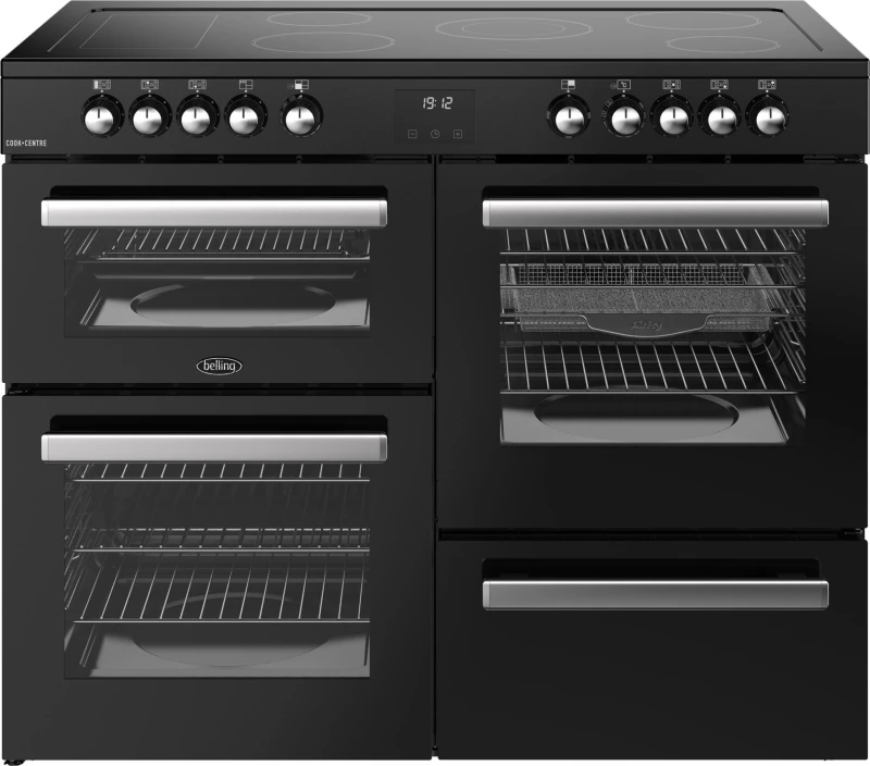 Image of Belling Cookcentre 110E 110cm wide Electric Range Cooker with Ceramic Hob - Black - A/A Rated