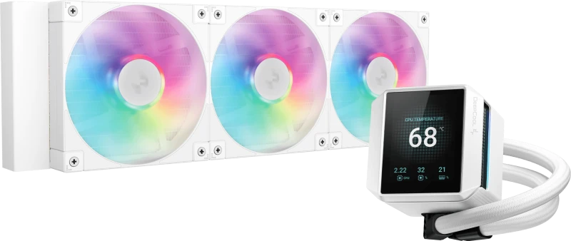 Image of DeepCool Mystique 360 ARGB 2.8" LCD 360mm AIO Liquid CPU Cooler - White - R-LX360-WHDSNMCP-G-1