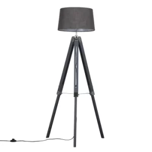 Image of Clipper Grey Tripod Floor Lamp with Dark Grey Doretta Shade