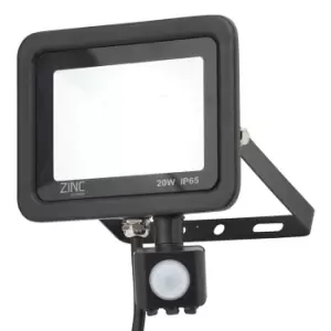 Image of Zinc RYE LED PIR Slimline Floodlight 20W Daylight 180° Black