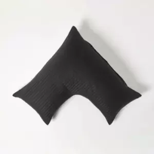 Image of Black Egyptian Cotton Super Soft v Shaped Pillowcase 330 Thread Count - Black - Black - Homescapes