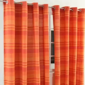 Image of Homecapes Cotton Morocco Striped Terracotta Curtains 167 x 228cm - Orange