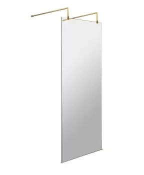 Image of Hudson Reed 700mm Wetroom Screen With Arms And Feet - Brushed Brass