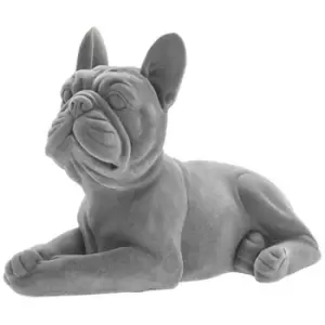 Image of Grey Velvet French Bulldog Lying Ornament