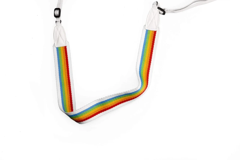 Image of Polaroid Camera Strap Flat Rainbow White