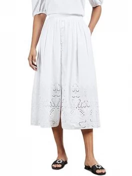 Image of Ted Baker Embroidered Full Midi Skirt - White, Size 3=12, Women