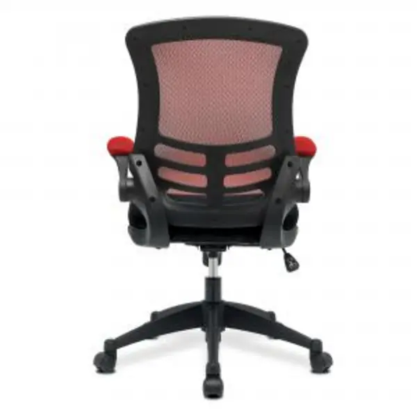Image of Luna Nautilus Designs Luna Designer High Back Two Tone Mesh Task Operator Office Chair With Folding Arms & Black Shell Red/Black - BCM/T1302/RD BC