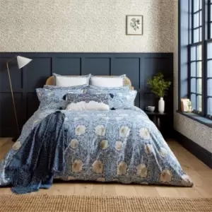 Image of Morris and Co Pimpernel Cotton Percale Duvet Cover - Blue