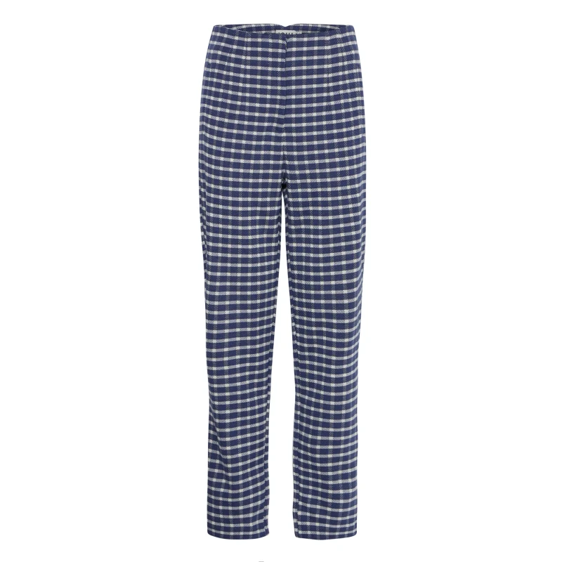 Image of Ichi Womens Trousers Ichi Kate Checle Bleu Female XL