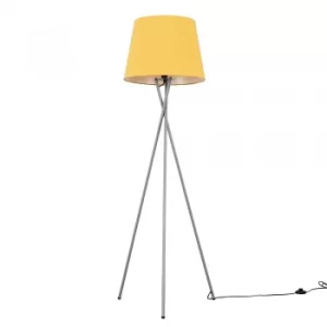 Image of Camden Grey Tripod Floor Lamp with XL Mustard Aspen Shade