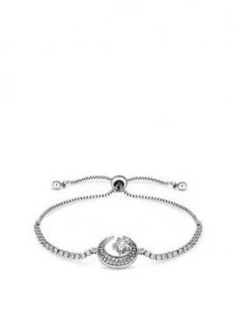 Image of Jon Richard Rhodium Plate Cubic Zirconia Star And Moon Toggle