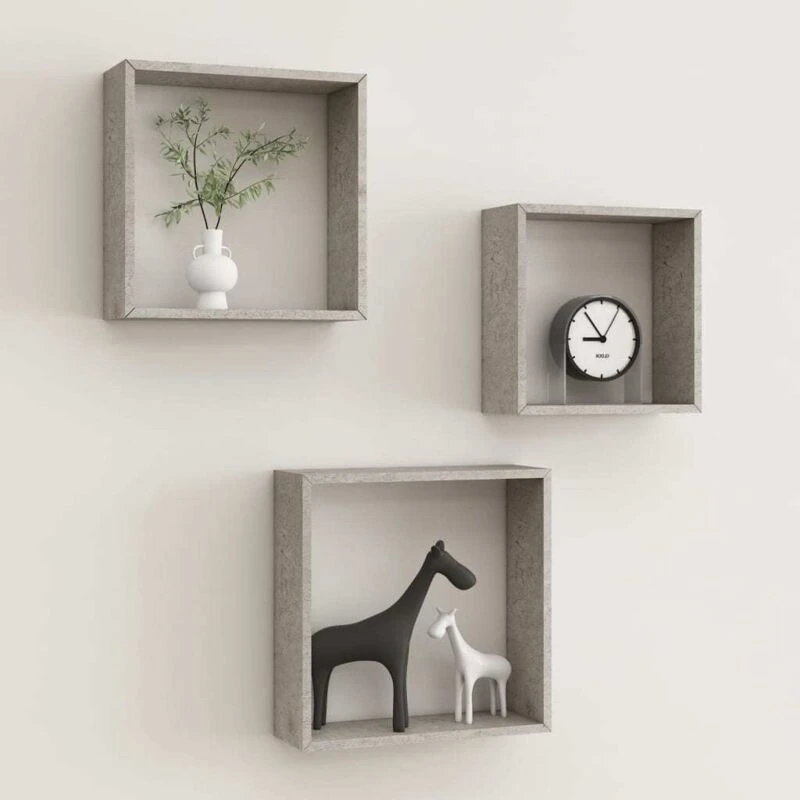 Image of VIDAXL Vidaxl - Wall Cube Shelves 3 pcs Concrete Grey 8720286418222