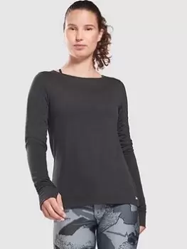 Image of Reebok Workout Ready Supremium Long Sleeve Top - Black, Size 2Xs, Women