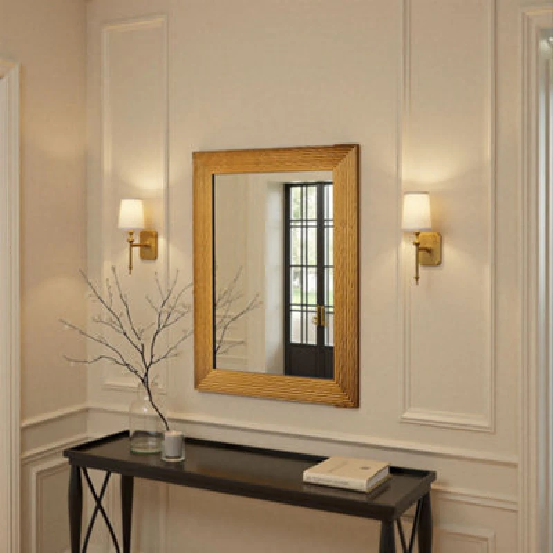 Image of Yearn Mirrors Wave Gold Framed Bevelled Wall Mirror Gold Unisex