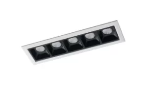Image of Sinkro LED Aluminum Recessed 5 Light Downlight Anti Glare, White, Black, 4000K, 2W