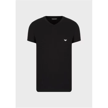 Image of Emporio Armani Icon Logo V Neck T Shirt - Black