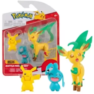 Image of Pokemon - Battle Figure 3-Figure Pack - Pikachu, Wynaut & Leafon /Toys