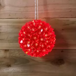 Image of 14cm Diamter Hanging 100 LED Indoor Christmas Blossom Flashing Ball In Pink