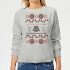 Image of Star Wars Empire Knit Womens Christmas Sweatshirt - Grey - M