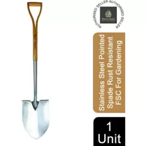 Image of Kent & Stowe Stainless Steel Pointed Spade Rust Resistant FSC For Gardening