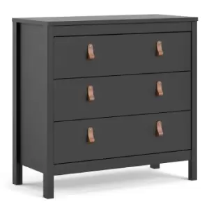 Image of Barcelona Chest of 3 Drawers, Black Matt