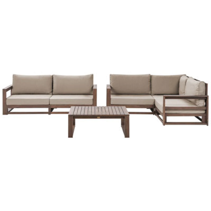 Image of Beliani Garden Lounge Set With Table 4 Seater Timor Modular Certified Acacia Wood Dark Brown