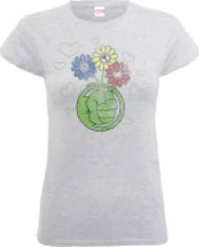 Image of Marvel Avengers Hulk Flower Fist Womens T-Shirt - Grey - XL