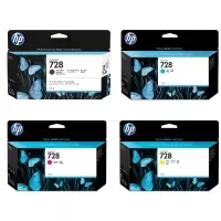Image of HP 728 High Capacity Black and Colour Ink Cartridge Multipack (Original)