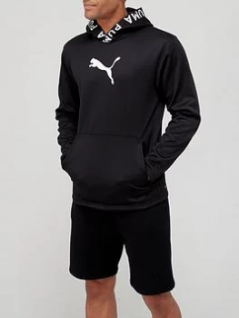 Image of Puma Train Power Fleece Hoodie - Black, Size S, Men