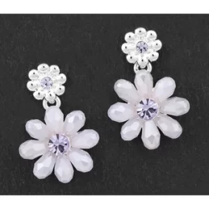 Image of Boho Chic Silver Plated Flower Earrings Purple