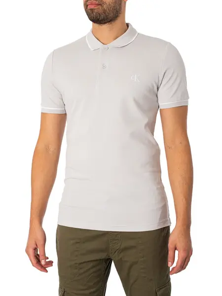 Image of Calvin Klein Jeans Tipping Slim Polo Shirt Lunar Rock S
