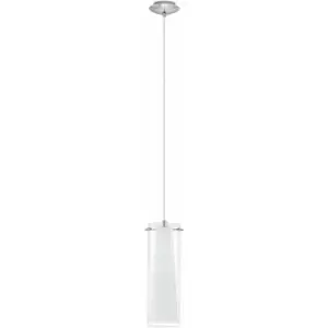 Image of Pendant Light Chrome Plated Clear White Glass Opal Shade Matt Bulb E27 1x60W