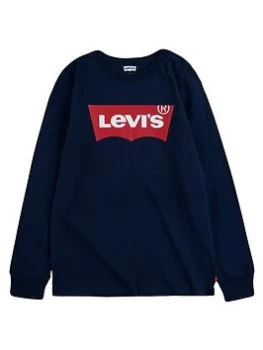 Image of Levis Baby Boys Batwing Long Sleeve T-Shirt - Navy, Size 6 Months