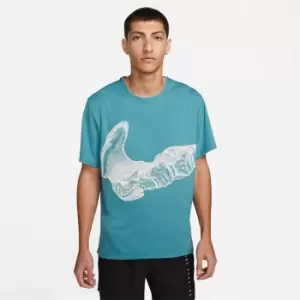 Image of Nike Dri-FIT UV Run Division Miler Mens Short-Sleeve Graphic Running Top - Blue