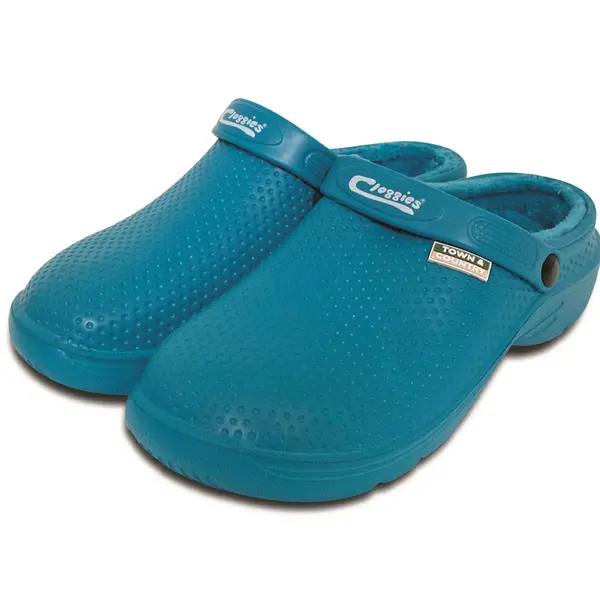 Image of Town & Country FLEECY EVA CLOGGIES SHOES TEAL SIZE 6