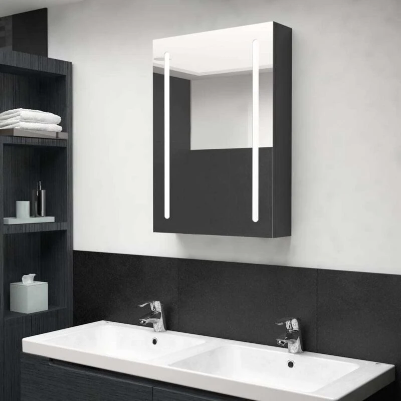 Image of VIDAXL LED Bathroom Mirror Cabinet Shining Black 50x13x70cm vidaXL 8720286332597
