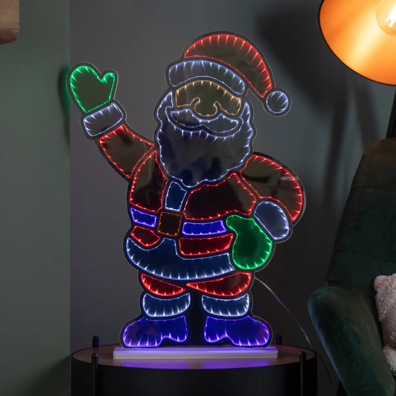 Image of 59cm Light up Waving Santa Infinity Christmas Decoration with Multi-Coloured LEDs