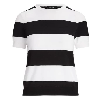 Image of Lauren by Ralph Lauren Konsuelo Short Sleeve Knit Top - White/Black
