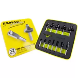 Image of Tct Router Bit Set 'Classic Line' 12 Pieces in Metal Box, 3381812 - Famag