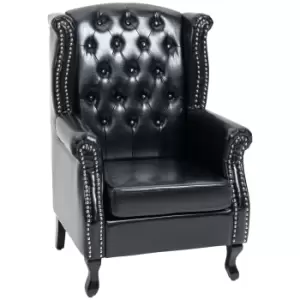 Image of HOMCOM Wingback Accent Chair Tufted Chesterfield-style Armchair with Nail Head Trim for Living Room Bedroom Black