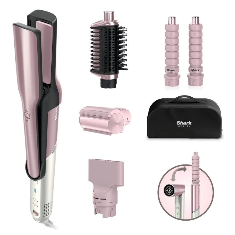Image of Shark Glam Ceramic & Air Styling and Drying System with FrizzFighter - Pink HD6051SUKPK HD6051SUKPK