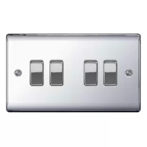 Image of BG Nexus Metal Polished Chrome 4 Gang 2 Way Rocker Switch 10A - NPC44